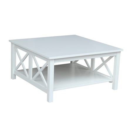 International Concepts Square Hampton Coffee Table, 36 W, 36 L, 18 in H, Wood, White OT08-70SC